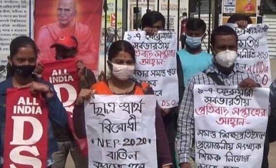 AIDSO staged protest in front of City Center Agartala against NEP-2020 AIDSO staged protest in front of City Center Agartala against NEP-2020